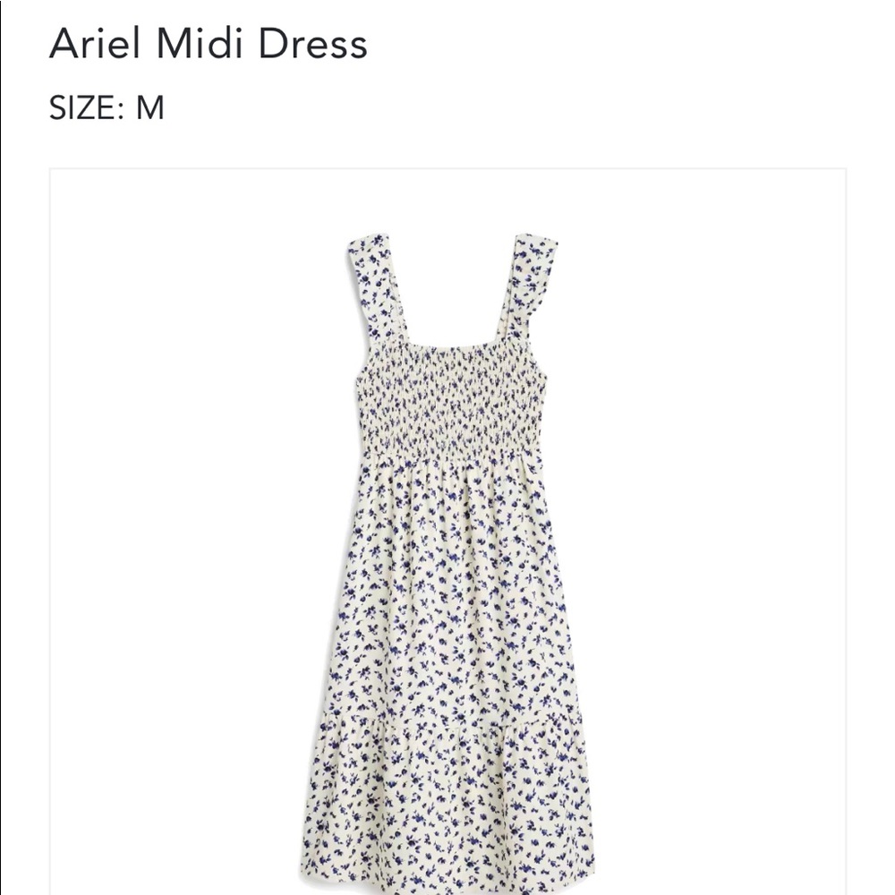 French grey Ariel blue flower farm girl summer midi dress
